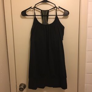 Black and Floral Print Lululemon No Limits Tank